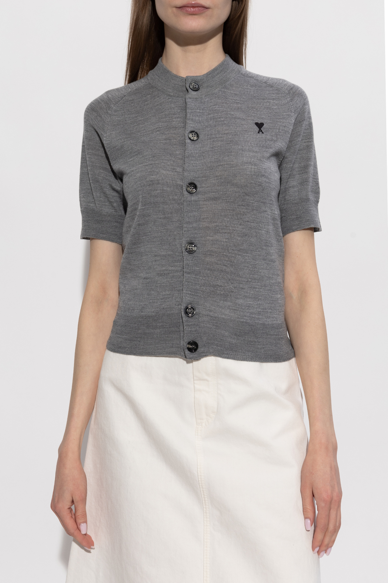 Ami Alexandre Mattiussi Wool cardigan with short sleeves | Women's